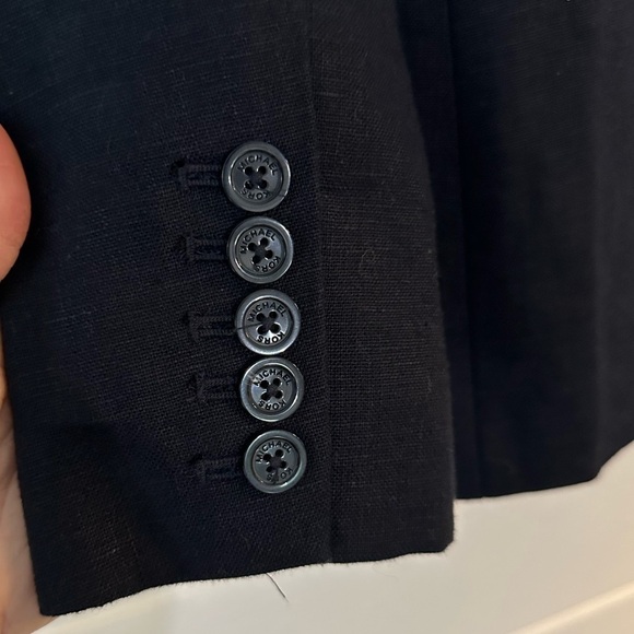 MICHAEL Michael Kors 100% Linen Cream + Black Classy Sophisticated Blazer Sz 2 - Picture 8 of 12